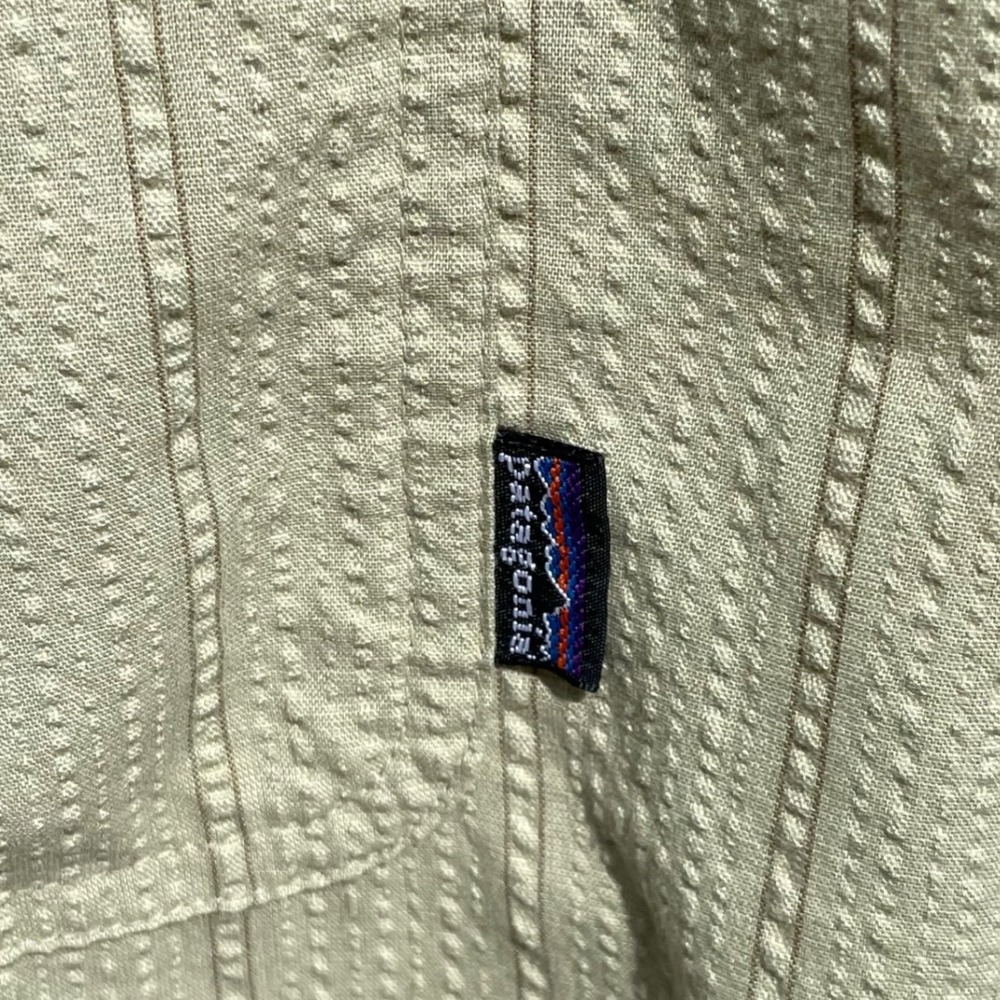 Patagonia Mens XL Sage Green Textured Center Stripe Short Sleeve Button Shirt - Picture 3 of 8